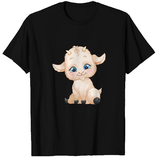 Goats Pet Small White Goats with Big Eyes Baby Goats Kawaii Anime T-Shirts