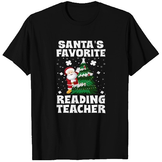 Book Fun Santas Favorite Reading Teacher xmass School Staff Lover T-Shirts