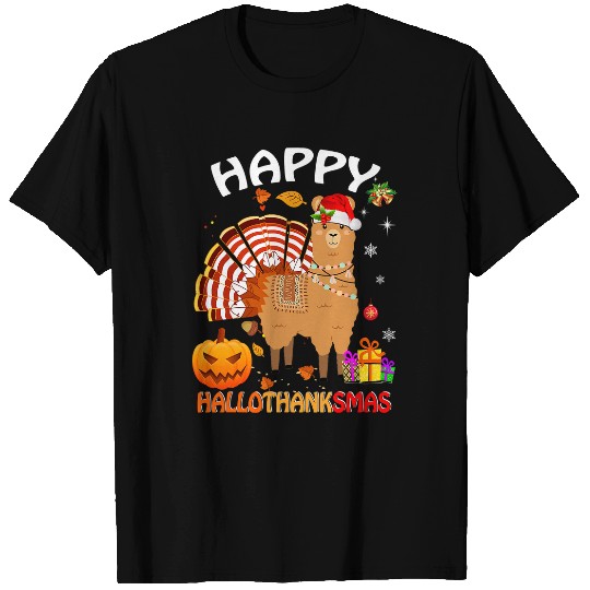 Llama Pet Happy Hallothanksmas Halloween Thanksgiving xmass 6 T-Shirts