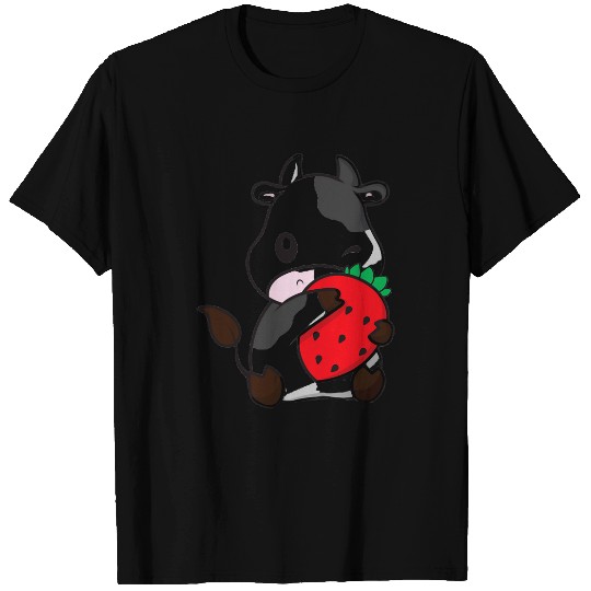 Cow Pet Strawberry Milk Cow Cute Kawaii K Pop Vaporwave Japanese T-Shirts