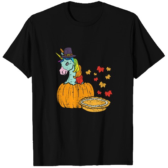 Unicorn Pet vintages Rainbow Pumpkin Cakes Fall Maple Leaves T-Shirts