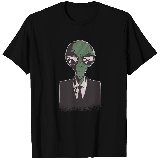 Aliens UFO Cool Alien in a Suit and Black Glasses T-Shirts