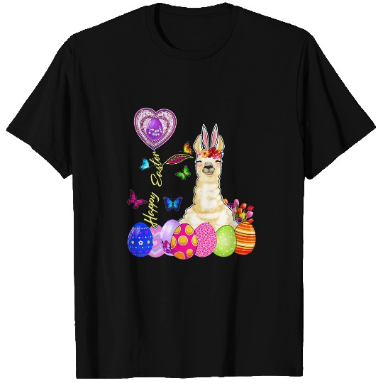 Llama Pet Happy Easter Egg Hunt Cute Bunny Llama Toddler Girl Kid T-Shirts