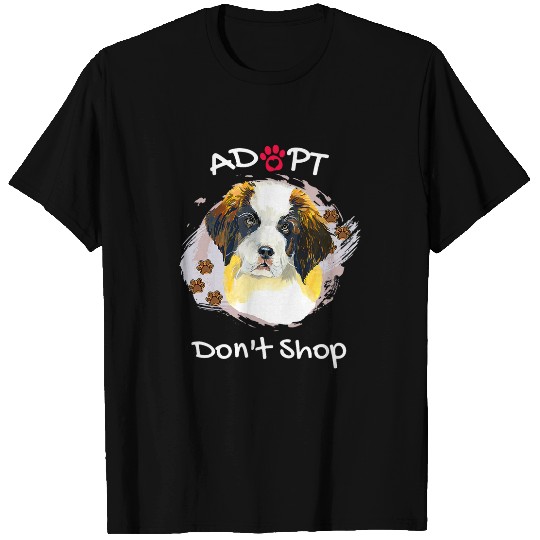 Saint Bernard Pet Cute Saint Bernard Adopt Dont Shop Puppy Paws Art T-Shirts