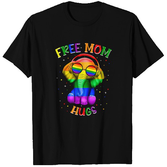 Elephant Mammal LGBT Mom Hugs Elephant Rainbow LGBT Gay Lesbian Trans Pride T-Shirts