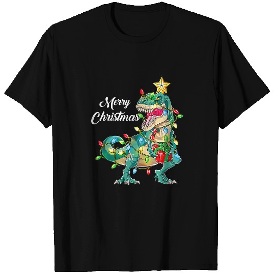 Dinosaur Pet Tree rexs Christmas Dinosaur Pajamas Men Boys Kids xmass T-Shirts