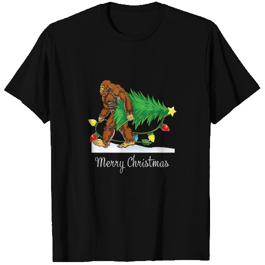 Bigfoot Pet Christmas Tree Lights xmass Boys Kids Men Sasquatch 023 T-Shirts