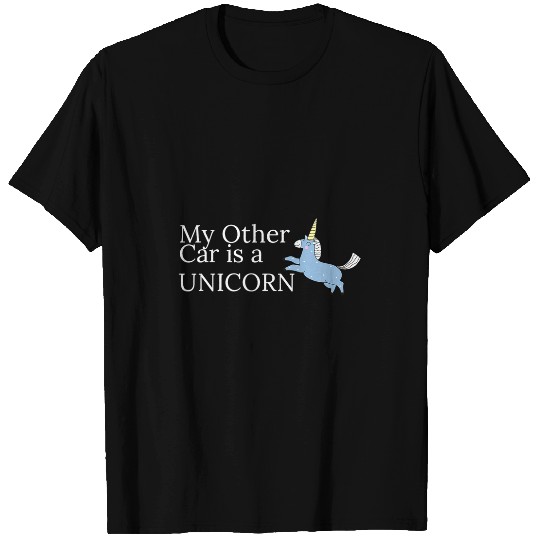 Unicorn Pet My Other Car is a Unicorn Cute Cartoon Blue T-Shirts