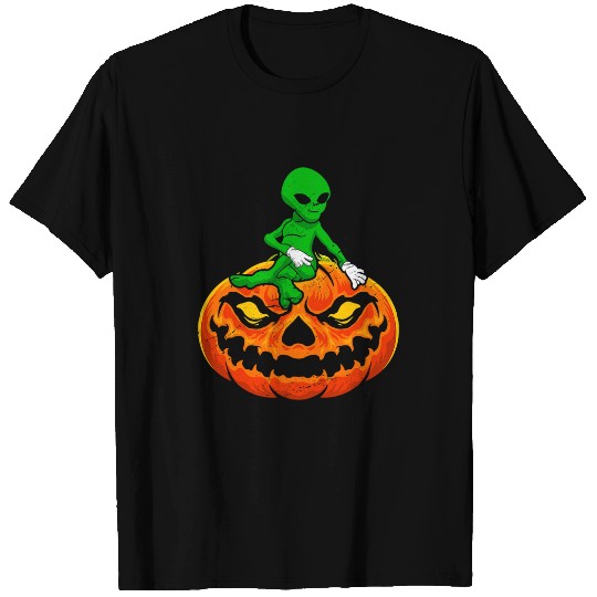 Aliens UFO Halloween Alien Evil Carved Pumpkin Spooky Season Lover 22 T-Shirts
