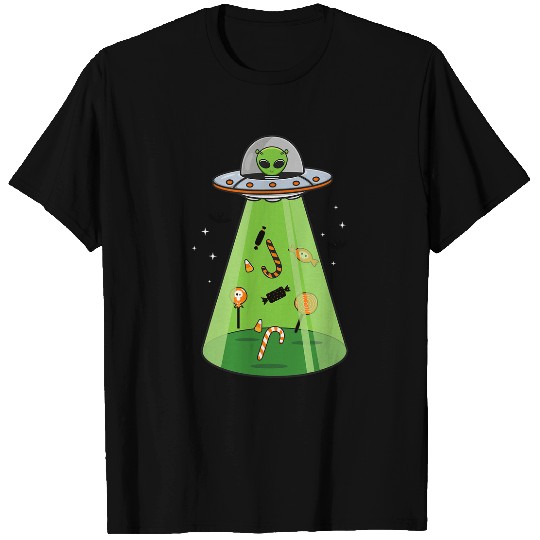 Aliens UFO Halloween Candy  Funny Alien Sweets Abduction Orange T-Shirts