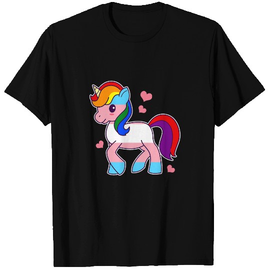 Unicorn Pet LGBTQ Trans Pride Unicorn Rainbow And Trans Flag T-Shirts