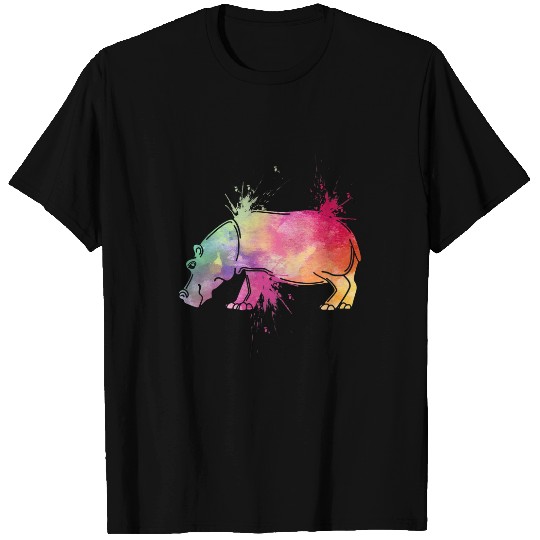 Hippo Pet Hippo Watercolor Splash Art Animal Lover T-Shirts