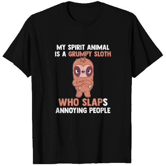 Sloth Pet Gift My Spirit Animal Is A Grumpy Sloth Animal Lover Zookeeper T-Shirts