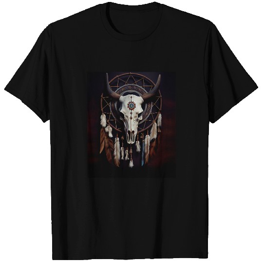 Cow Pet vintages Cow Skull Native American Dreamcatcher Art T-Shirts