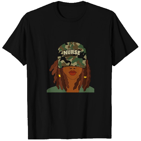 nurses Job African American nurses LPN Camo Camouflage Hat Locs T-Shirts
