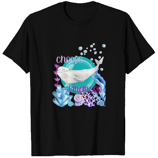 Whale Pet Beluga Whale Lover Choose Kindness Watercolor Underwater Sea T-Shirts