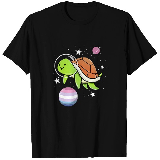 Turtle Pet Astronaut Bigender Pride T-Shirts