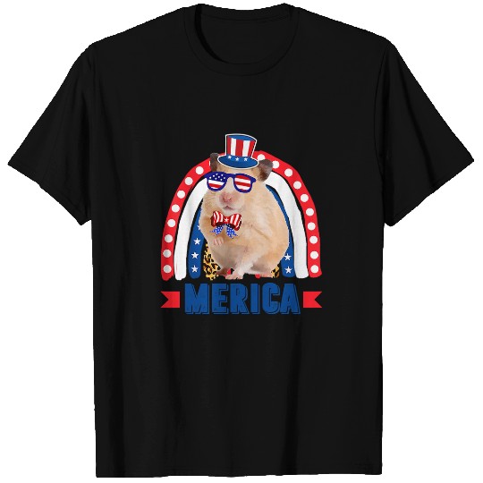 Hamster Pet Rainbow Leopard Merica Flag 4th of July Men Women T-Shirts