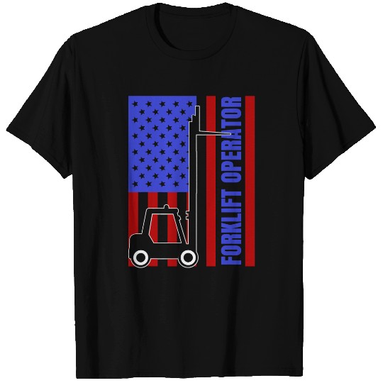 Forklift Fun Driver Certified Operator American Flag Patriotic T-Shirts