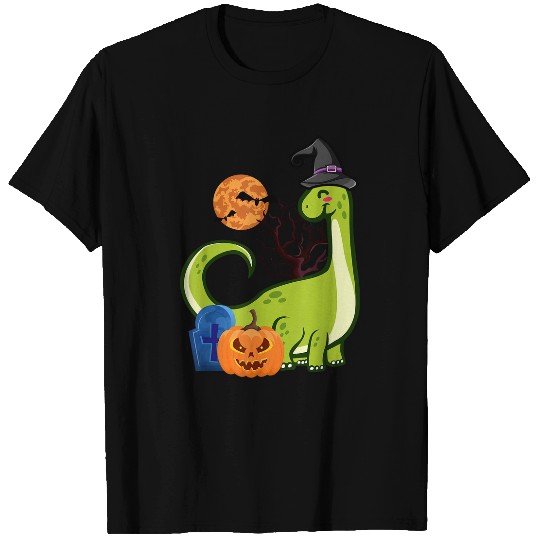 Dinosaur Pet Brontosaurus Dinosaur Witch Wizard Pumpkin Halloween Costume T-Shirts