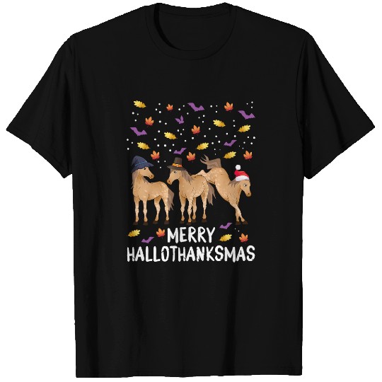Horse Pet Happy Hallothanksmas Horse Fanatic Holiday Season Equestrian 23 T-Shirts