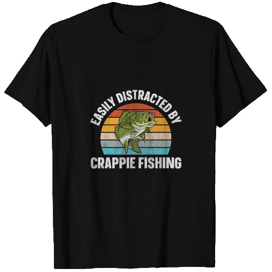 Fishing Fun Crappie Fish Retro Easily Distracted By Crappie Fishing T-Shirts