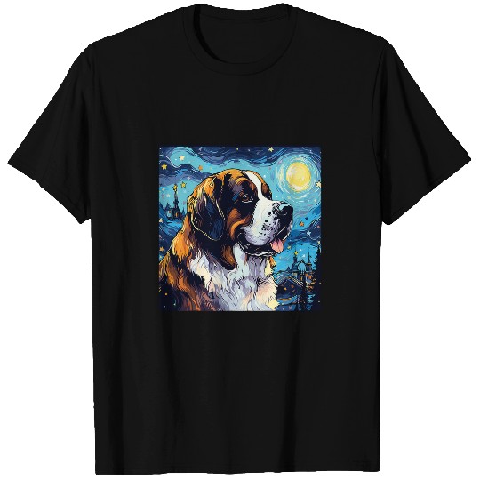 Saint Bernard Pet Starry Night For Dog Mom Dog Dad 1 T-Shirts