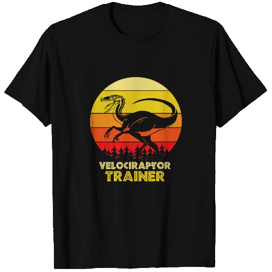 Dinosaur Pet Velociraptor Retro Sunset Colorful Dino Trainer T-Shirts