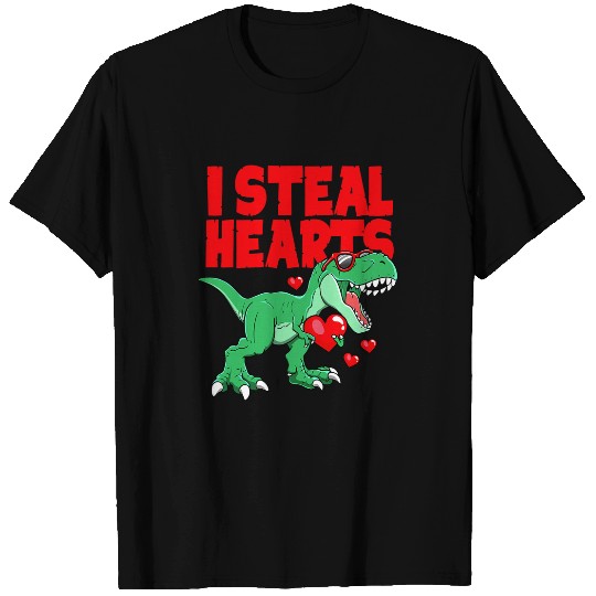 Dinosaur Pet Valentines Day I Steal Hearts Dinosaur Trex Love Boys Kids 3 T-Shirts