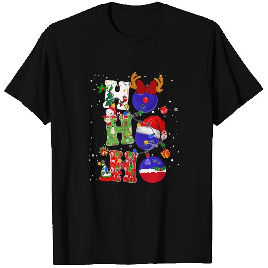 Sport Bowling Christmas Bowling HoHoHo Santa Reindeer xmass Lights Pajama T-Shirts