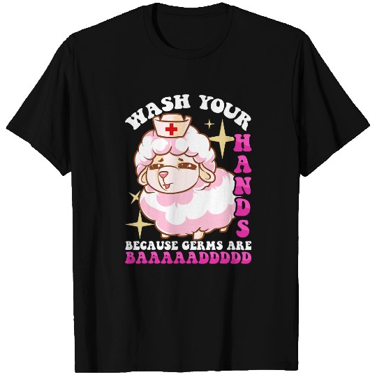 Sheep Pet nurses Hand Washing Lamb Germs Are Bad Funny Sheep 95 T-Shirts