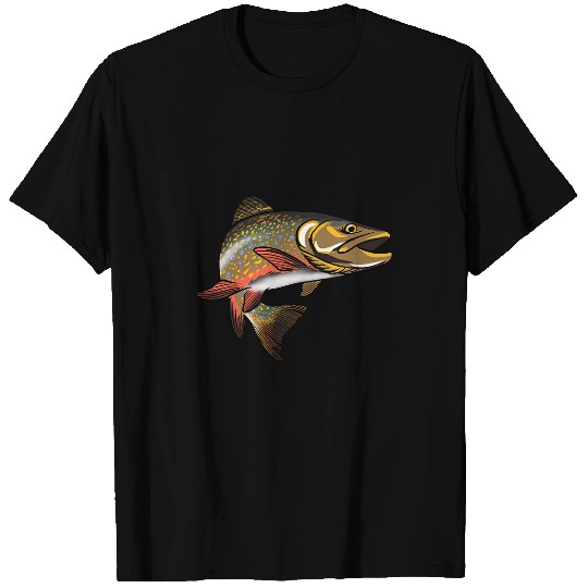 Fishing Fun Speckled Brook Trout Fishing Drawing Illustration Graphic T-Shirts
