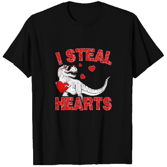 Dinosaur Pet Valentines Day Dinosaur I Steal Hearts Boys Men Love T rexs 2 T-Shirts