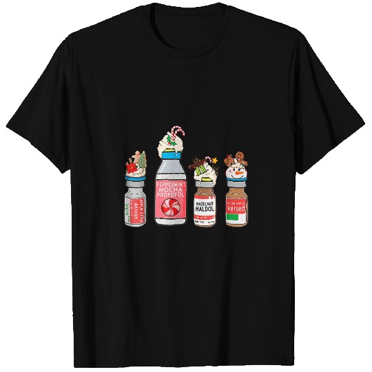 nurses Job Christmas Peppermint Mocha Propofol nurses Crew Holiday Pj T-Shirts