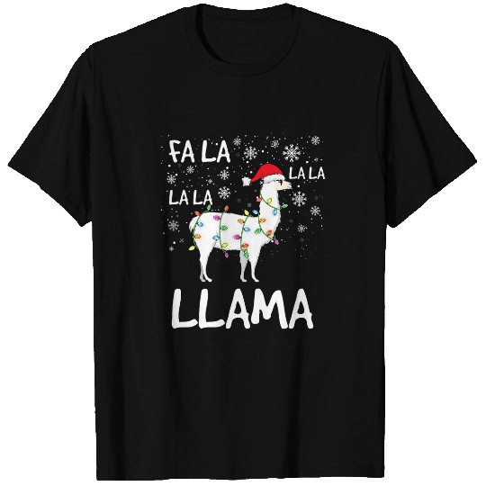 Llama Pet Fa La La Llama Santa xmass Tree Lights Funny Llama Christmas T-Shirts
