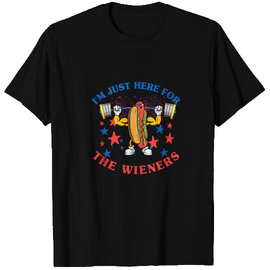 Muscular Hot Dog Im Just Here For The Wieners Fitness Gym T-Shirts