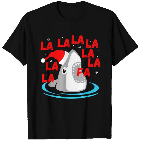 Shark Pet Christmas Shark Fa La La Funny Shark Pajamas XMAS Santa Hat 028 T-Shirts