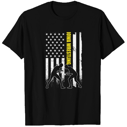 Sport Wrestling Iowa Wrestler Apparel 4th July USA Flag Iowa Wrestling T-Shirts
