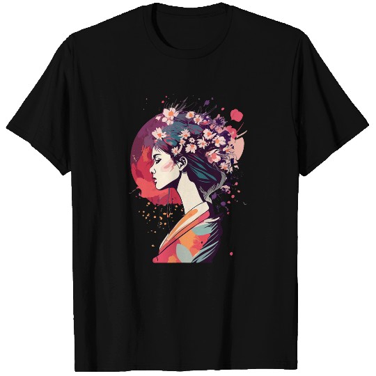 Beautiful Japanese Geisha Makeup Art Sakura Blossoms Kimono 21 T-Shirts