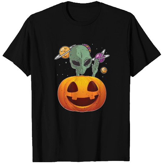 Aliens UFO Halloween Alien Evil Carved Pumpkin Spooky Season Lover T-Shirts