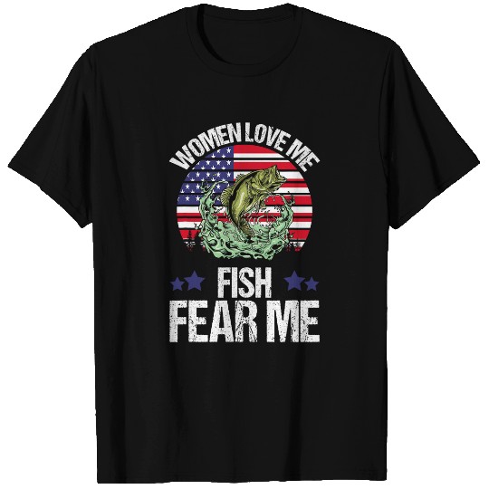 Fishing Fun Funny Women Love Me Fish Fear Me Men vintages Bass Fishing T-Shirts