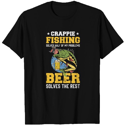 Fishing Fun Crappie Fishing Beer Drinking Fisherman Fisher Net T-Shirts