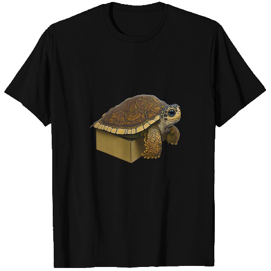 Turtle Pet Box Turtle Climbing Out of a Box T-Shirts
