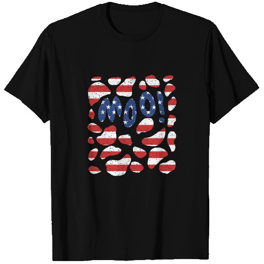 Cow Pet Red White And Moo Cow Print Funny 4th July Patriotic 11 T-Shirts