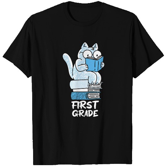 Book Fun first grade cat book girls boys teacher team 1st grade squad T-Shirts
