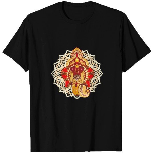 Elephant Mammal Lovely Ganesha Indian Elephant Hindu Art Mandala T-Shirts