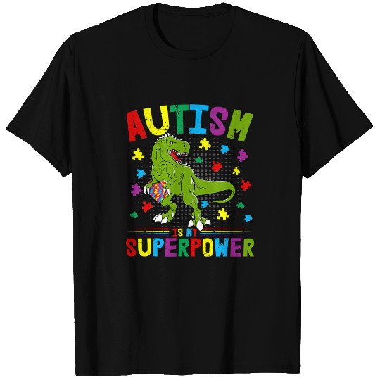 Autism Puzzle Dino Kids Autism is my Superpower Family Dinosaur T-Shirts