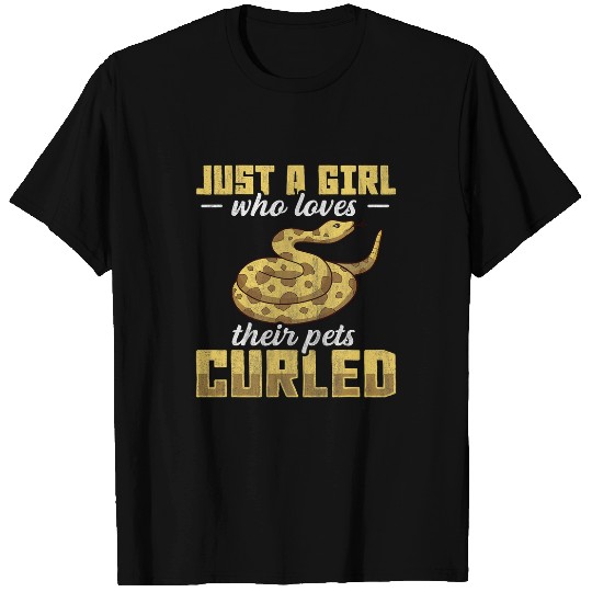 Python Pet Just A Girl Who Loves Their Pets Curled Funny Ball Python T-Shirts