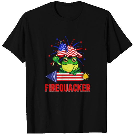 Frog Pet Funny Fourth of July USA Firequacker T-Shirts