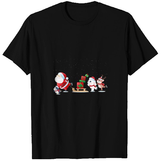 Penguin Pet Ice Skating Santa Claus Penguin Reindeer Polar Bear T-Shirts
